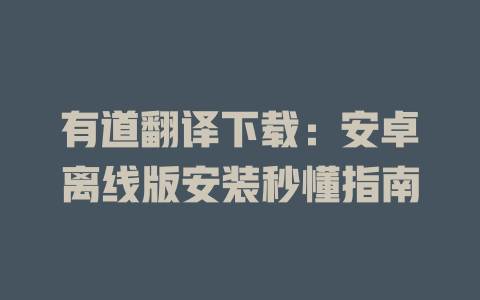 有道翻译下载：安卓离线版安装秒懂指南 一