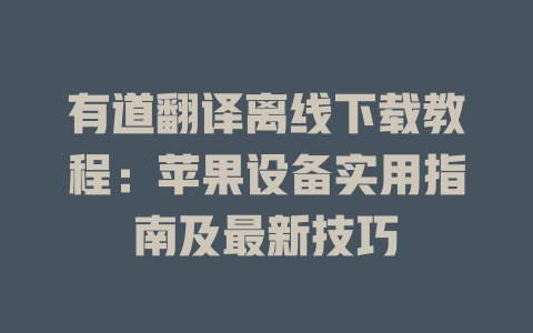 有道翻译离线下载教程：苹果设备实用指南及最新技巧 一