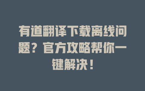 有道翻译下载离线问题？官方攻略帮你一键解决！ 一