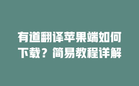 有道翻译苹果端如何下载？简易教程详解 一