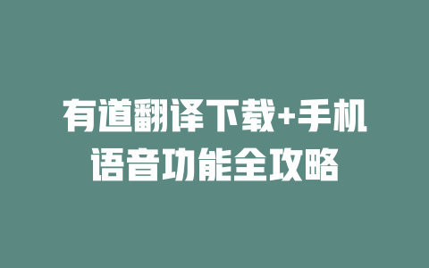 有道翻译下载+手机语音功能全攻略 一