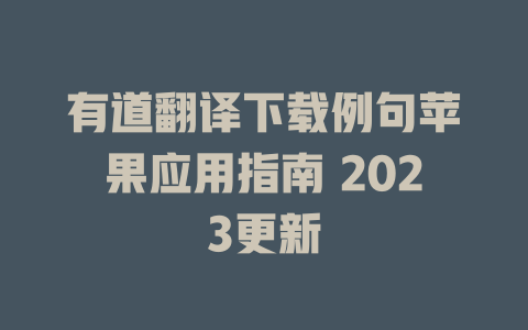 有道翻译下载例句苹果应用指南 2023更新 一