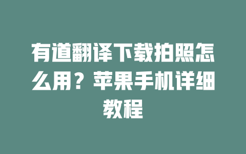 有道翻译下载拍照怎么用？苹果手机详细教程 一