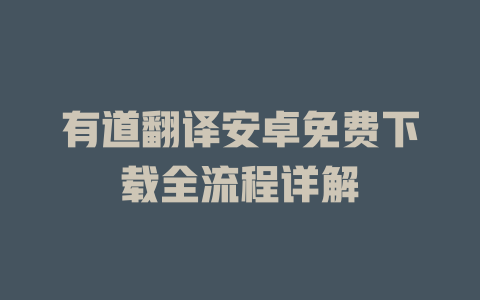 有道翻译安卓免费下载全流程详解 一