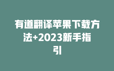 有道翻译苹果下载方法+2023新手指引 一