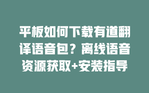 平板如何下载有道翻译语音包？离线语音资源获取+安装指导 一