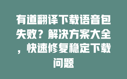 有道翻译下载语音包失败？解决方案大全，快速修复稳定下载问题 一