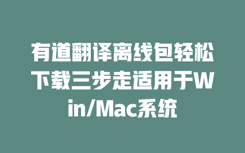 有道翻译离线包轻松下载三步走适用于Win/Mac系统 一